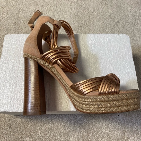 JC JOHN CAMUTO Ankle wrap leather high heels rose gold 6.5 - Picture 10 of 13